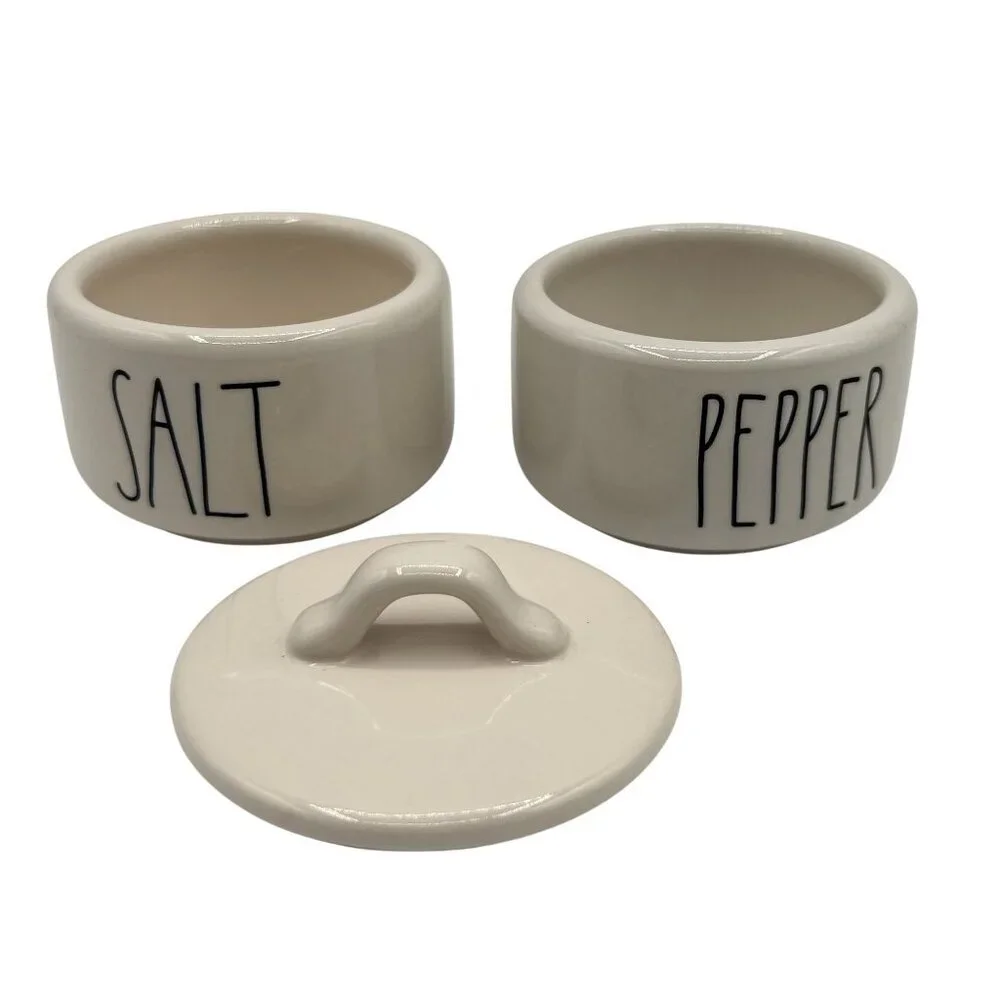Rae Dunn by Magenta NEW Salt & Pepper Stacking Cellar Set Artisan Collection
